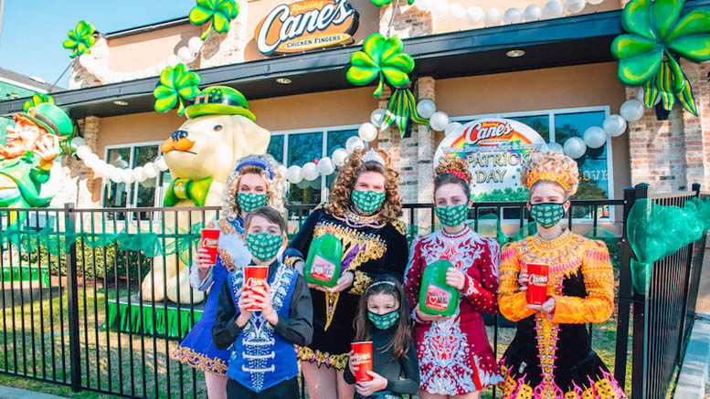 Raising Cane’s Celebrates St. Paddy’s Day with St. Charles Ave. House Float and ‘Reverse Parade’ to Fight Hunger